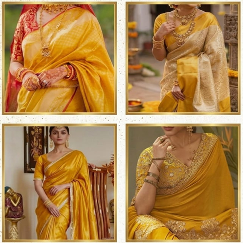 दुल्हन के सिंदूरदान के लिए पीले रंग की साड़ियों के सबसे खूबसूरत विकल्प