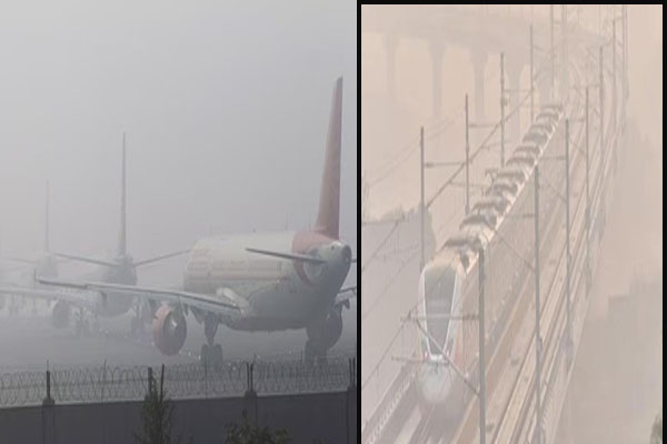 दिल्ली में घने कोहरे के कारण उड़ान, ट्रेन परिचालन प्रभावित, प्रदूषण की स्थिति गंभीर