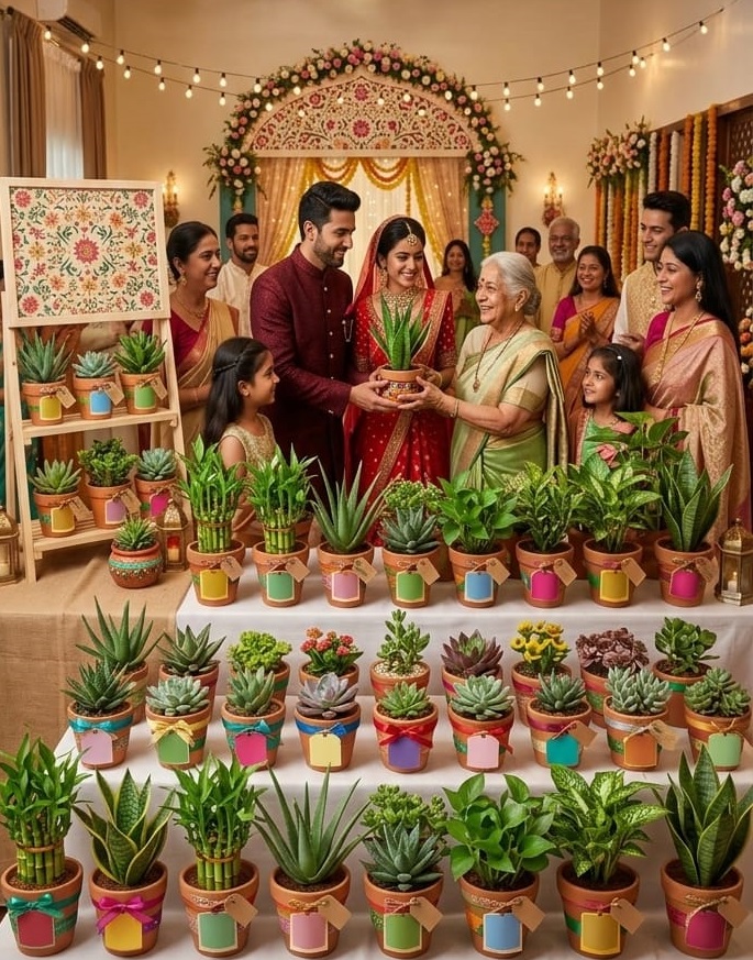 शादी में रिटर्न गिफ्ट के तौर पर पौधों की नई पहल अब मिठाई नहीं मेहमानों को मिल रहा है साँस लेता उपहार