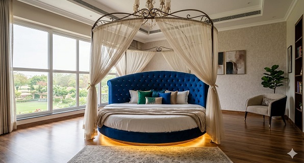 बेडरूम में लाएं रॉयल रीगल वाइब्स ये 5 राउंड बेड डिजाइन्स बदल देंगे आपके आशियाने का अंदाज