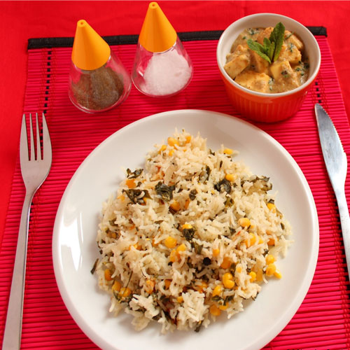 Corn मेथी Brown Rice पुलाव