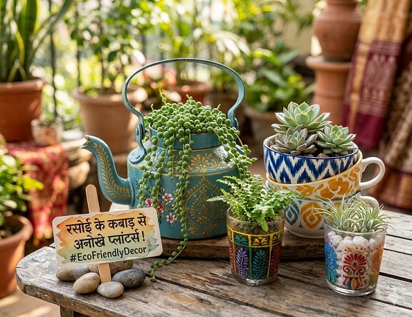 Home Decor : किचन के कबाड़ से सजाएं सपनों का कोना पुरानी क्रॉकरी को दें प्लांटर्स का नया अवतार
