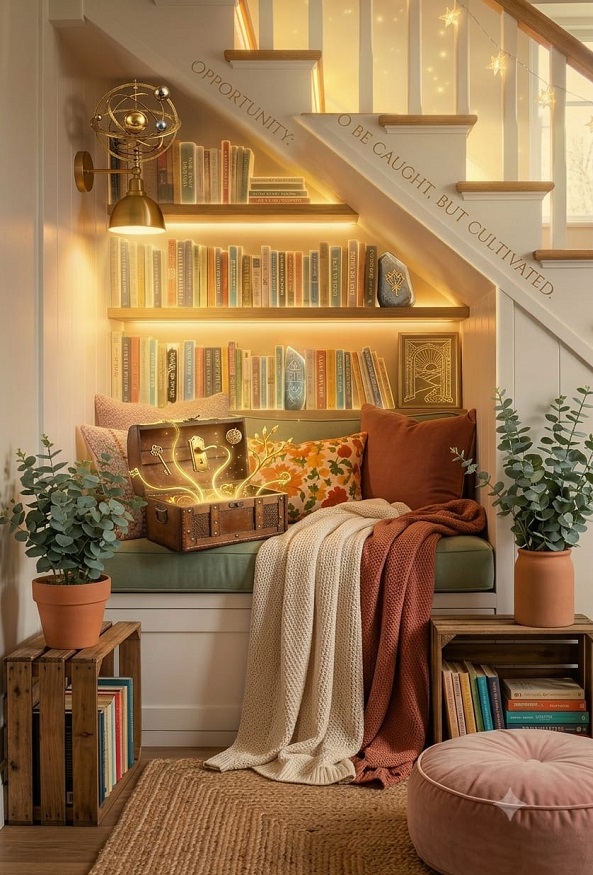 Home decor : सीढ़ियों के नीचे खाली जगह को ऐसे बनाएं घर का बेस्ट रीडिंग कॉर्नर