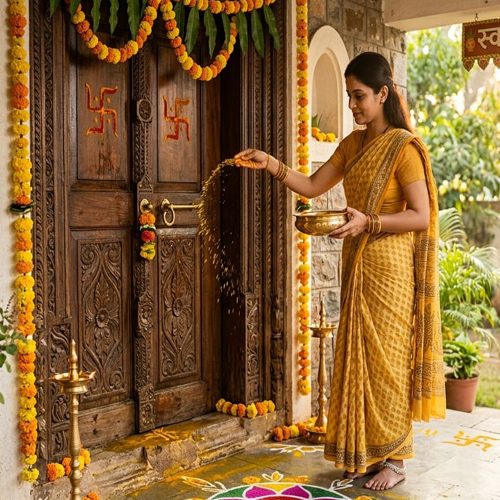 घर में चाहते हैं सुख-समृद्धि आज ही से मुख्य द्वार पर शुरू करें हल्दी के पानी का यह अचूक उपाय