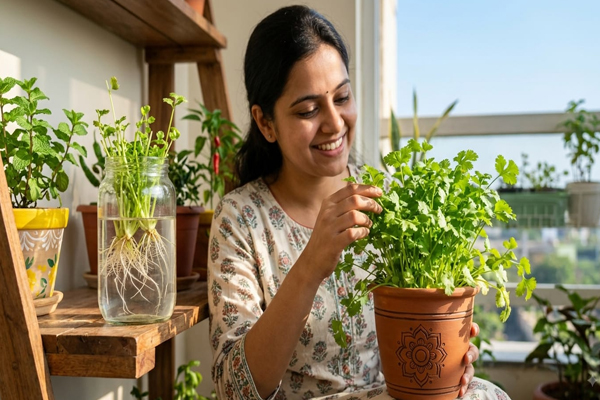 सूप-सब्जी में बेकार समझकर जिसे फेंका वही डंठल बालकनी में उगाएगी ताजा ऑर्गेनिक धनिया!